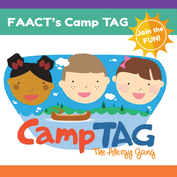 FAACT's Camp TAG poster with graphic of kids smiling and river